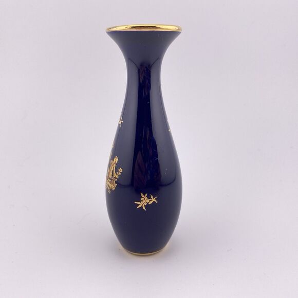 Limoges France Cobalt Blue Gold Mini Bud Vase France - Picture 2 of 7